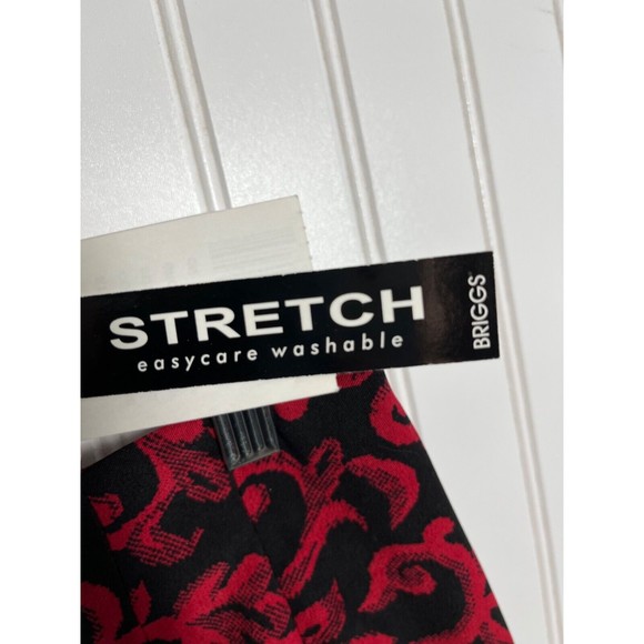 Briggs New York Dark Red Black Print Maxi Skirt Slit in the Back Size 12 Petite - Picture 10 of 13